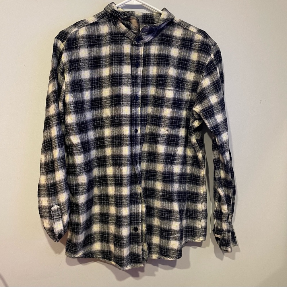 PacSun Black White and Yellow Long Sleeve Flannel Button Up Size Large